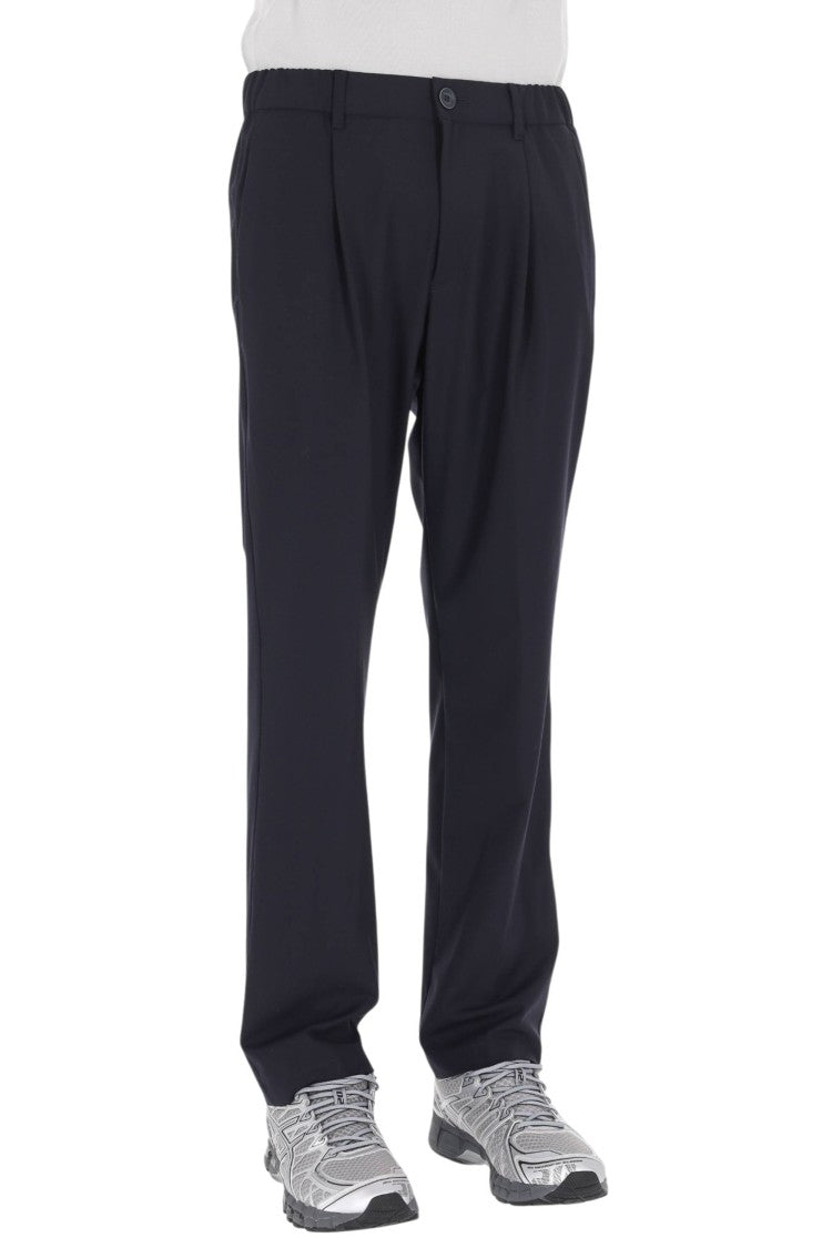 Herno Blue Technical Wool Drawstring Pants
