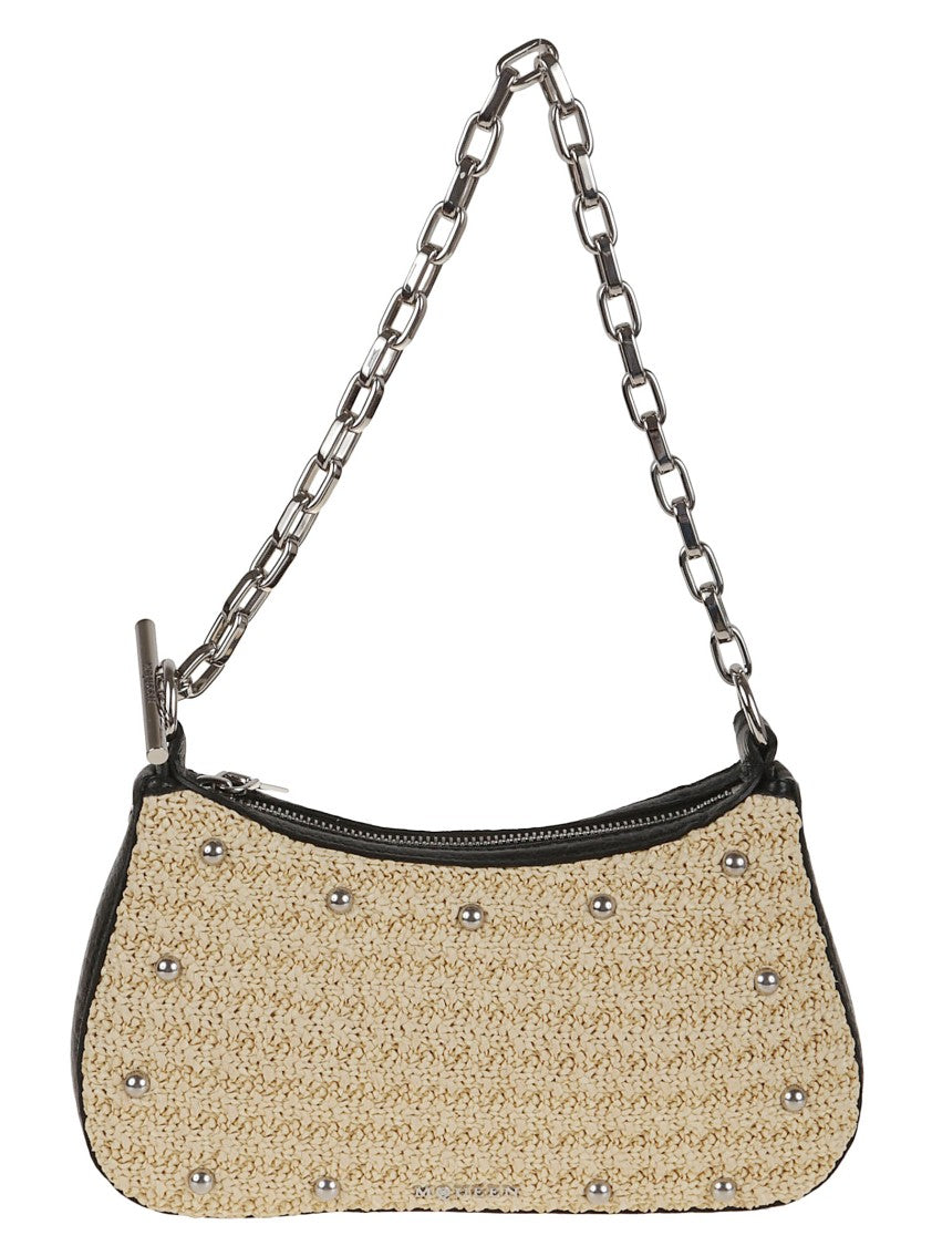 Alexander Mcqueen Curved Mini Pouch With Natural Raffia