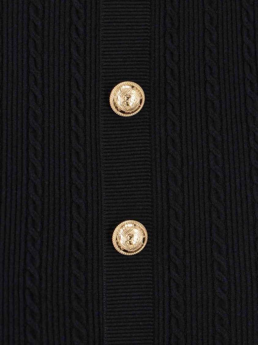 Balmain Ribbed Black Midi Skirt