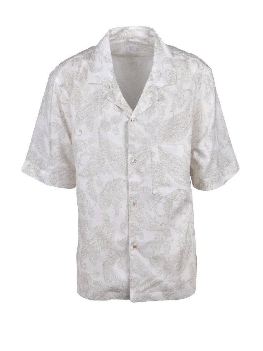 Eleventy White Beige Linen Cotton Shirt