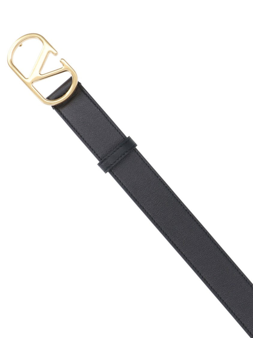 Valentino Garavani Black Vlogo Signature Adjustable Leather Belt