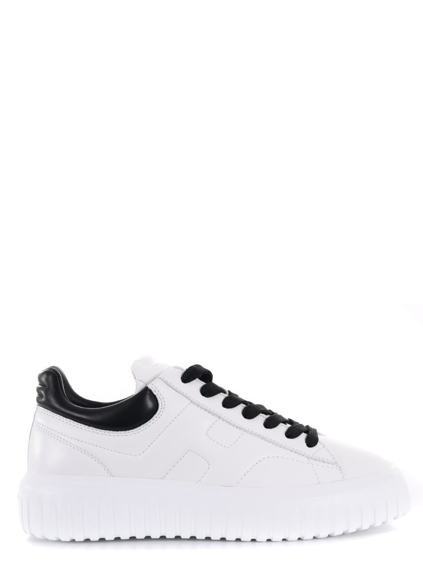 Hogan White Leather Sneakers With Black Accents