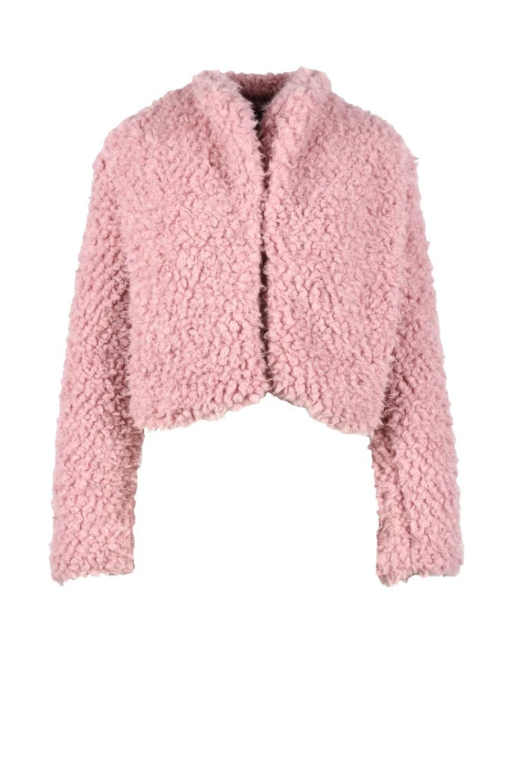 Simona.A Pink Plush Polyester-Blend Jacket