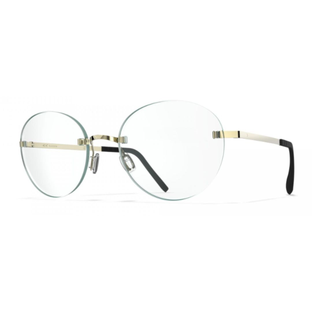 Blackfin Bf942 Aero A-M Rimless Round Beta-Titanium Eyeglasses With Gold Accents