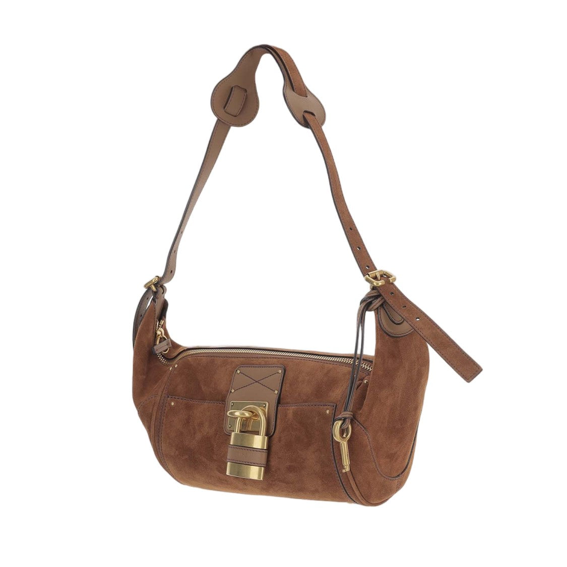 Chloé Brown Suede Bag With Adjustable Strap And Gold-Tone Hardware