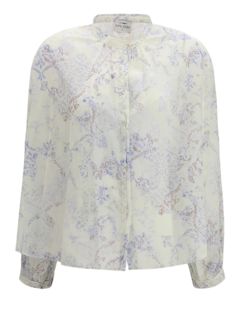 Forte Forte Floral Print Shirt With Classic Collarless Design