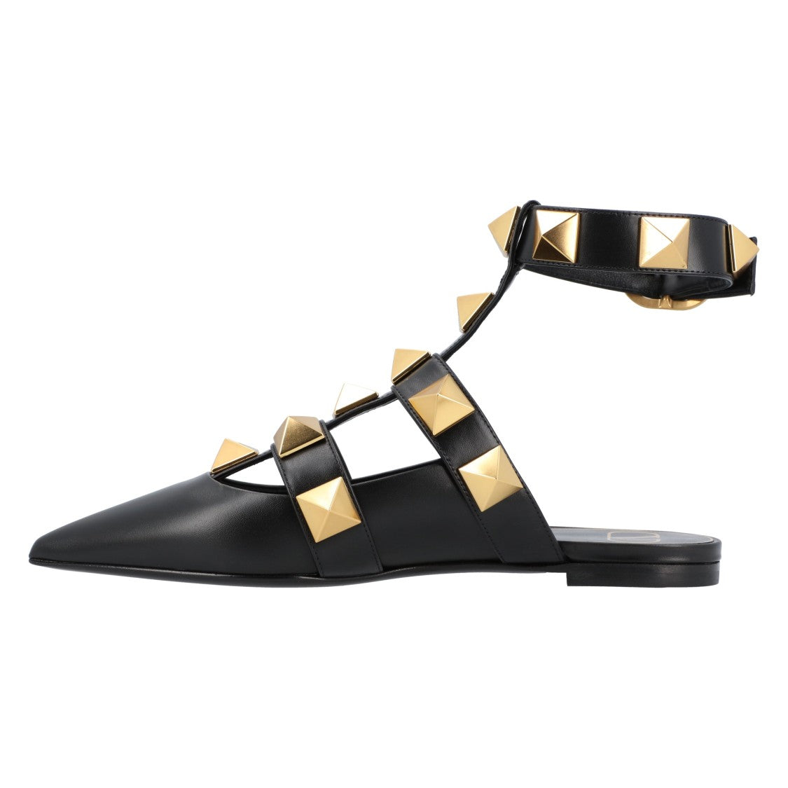 Valentino Black Ballerinas With Iconic Roman Stud Rivets
