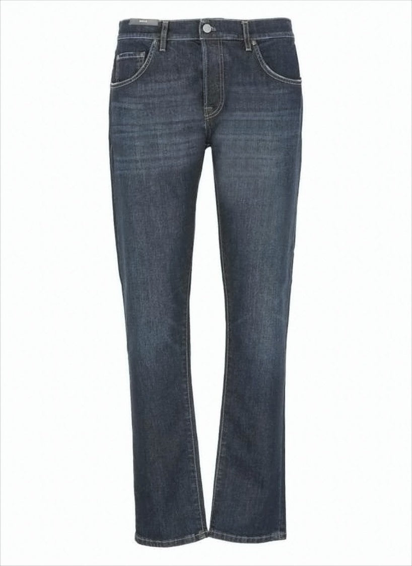 Pt Torino Straight-Leg Denim Pants With Dark Indigo Wash And Five-Pocket Design