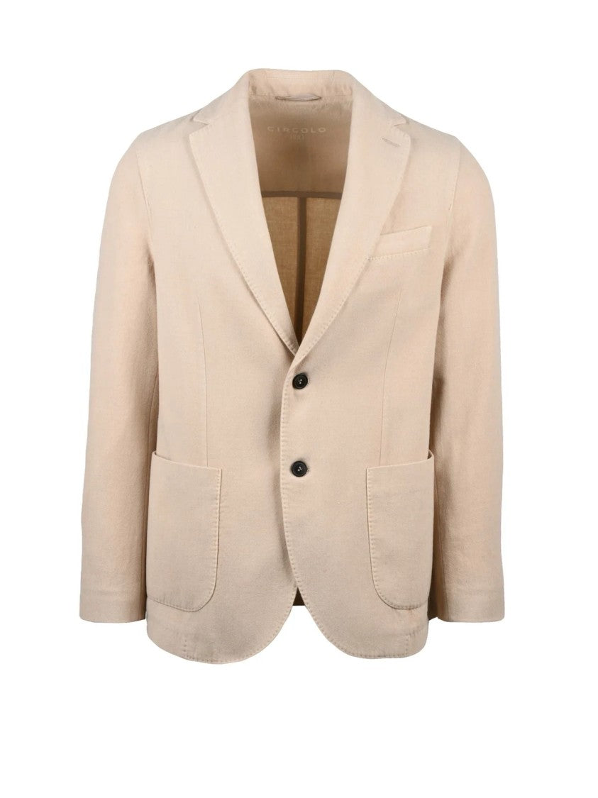 Circolo 1901 Fitted Beige Blazer With Notch Lapel And Tailored Silhouette
