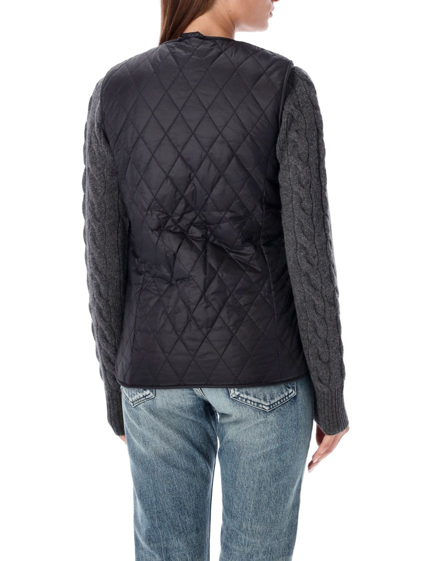 Barbour Reversible Quilted Nylon Cable-Knit Sleeve Jacket