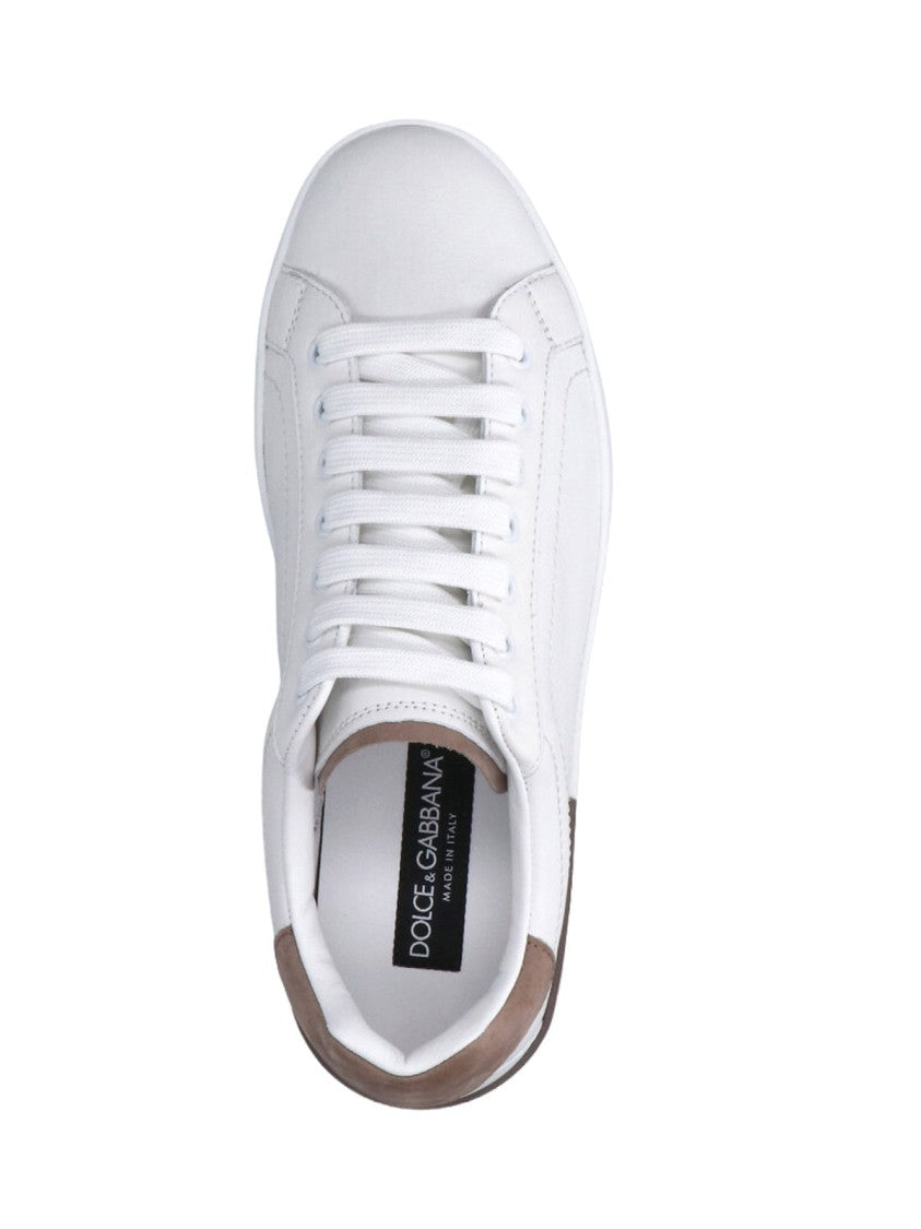 Dolce & Gabbana White Portofino Low-Top Leather Sneakers