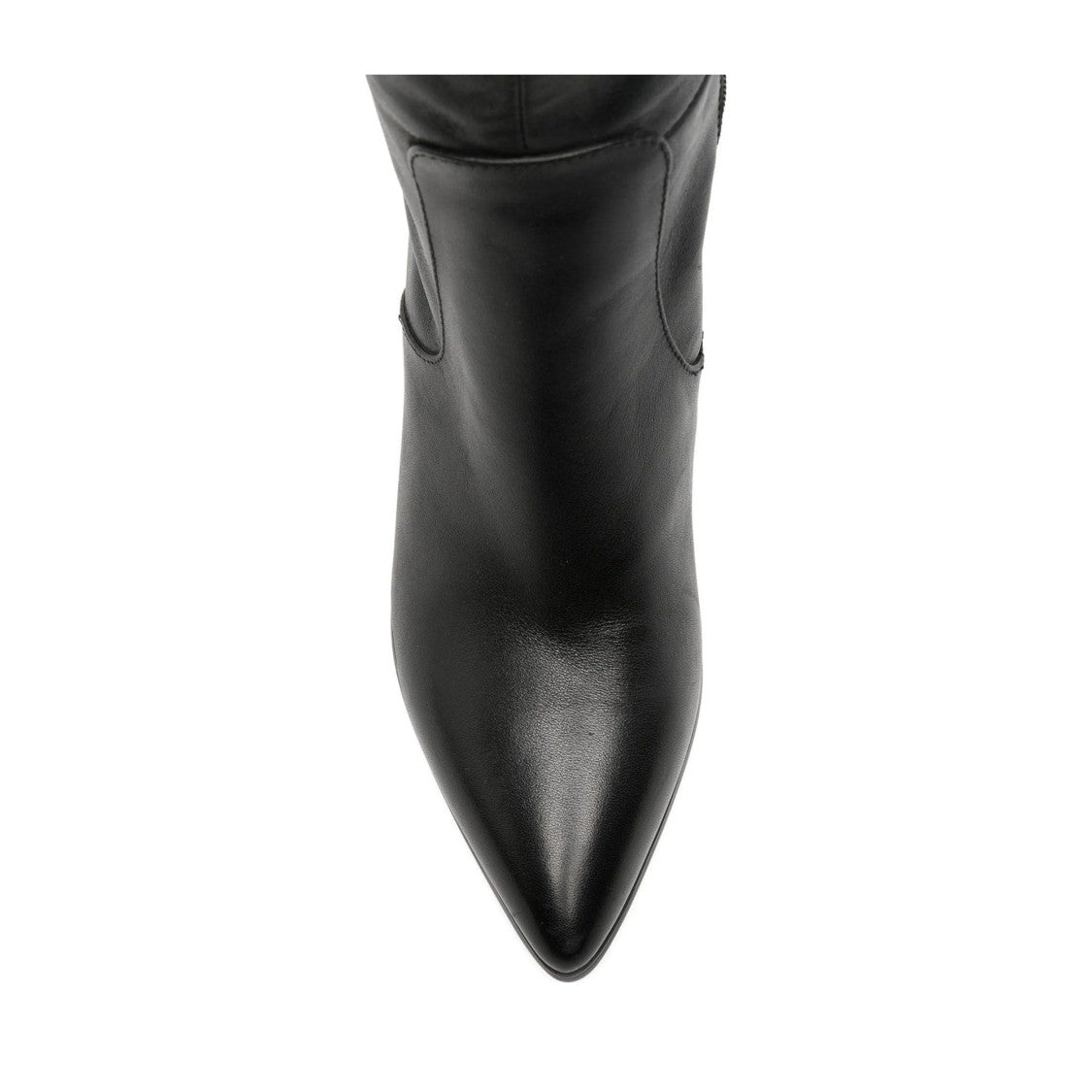 Adrianna Feretti Black Pointed Toe Metallic Buckle Leather Boots