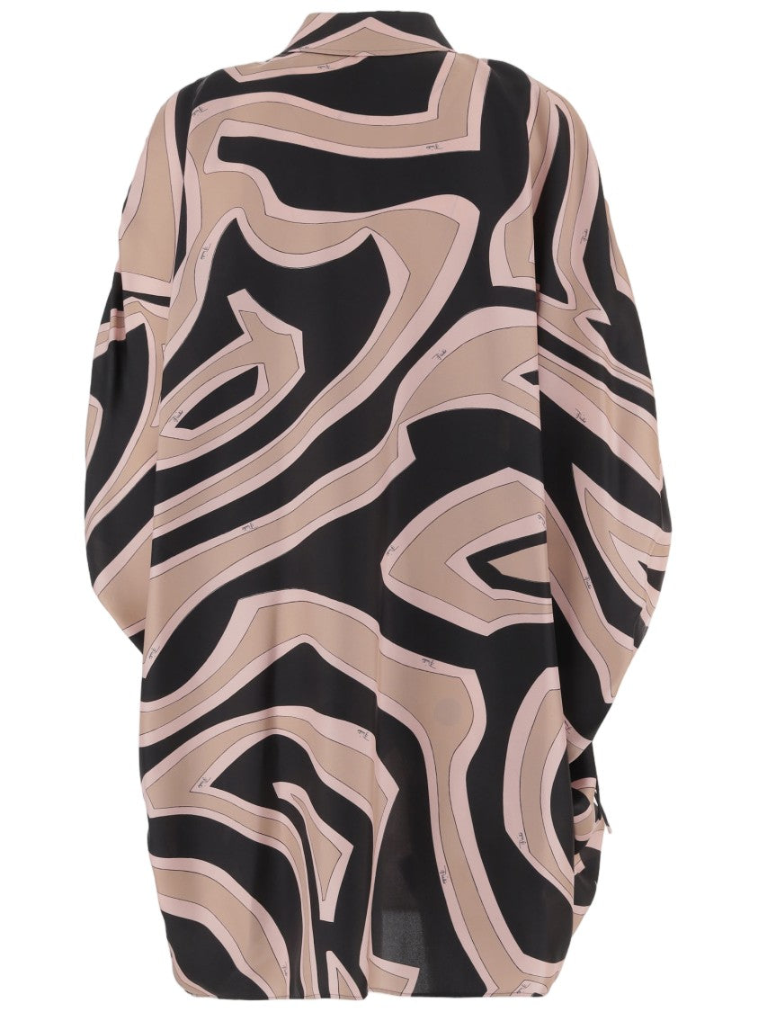 Emilio Pucci Silk Twill Dress With Abstract Labyrinth Print