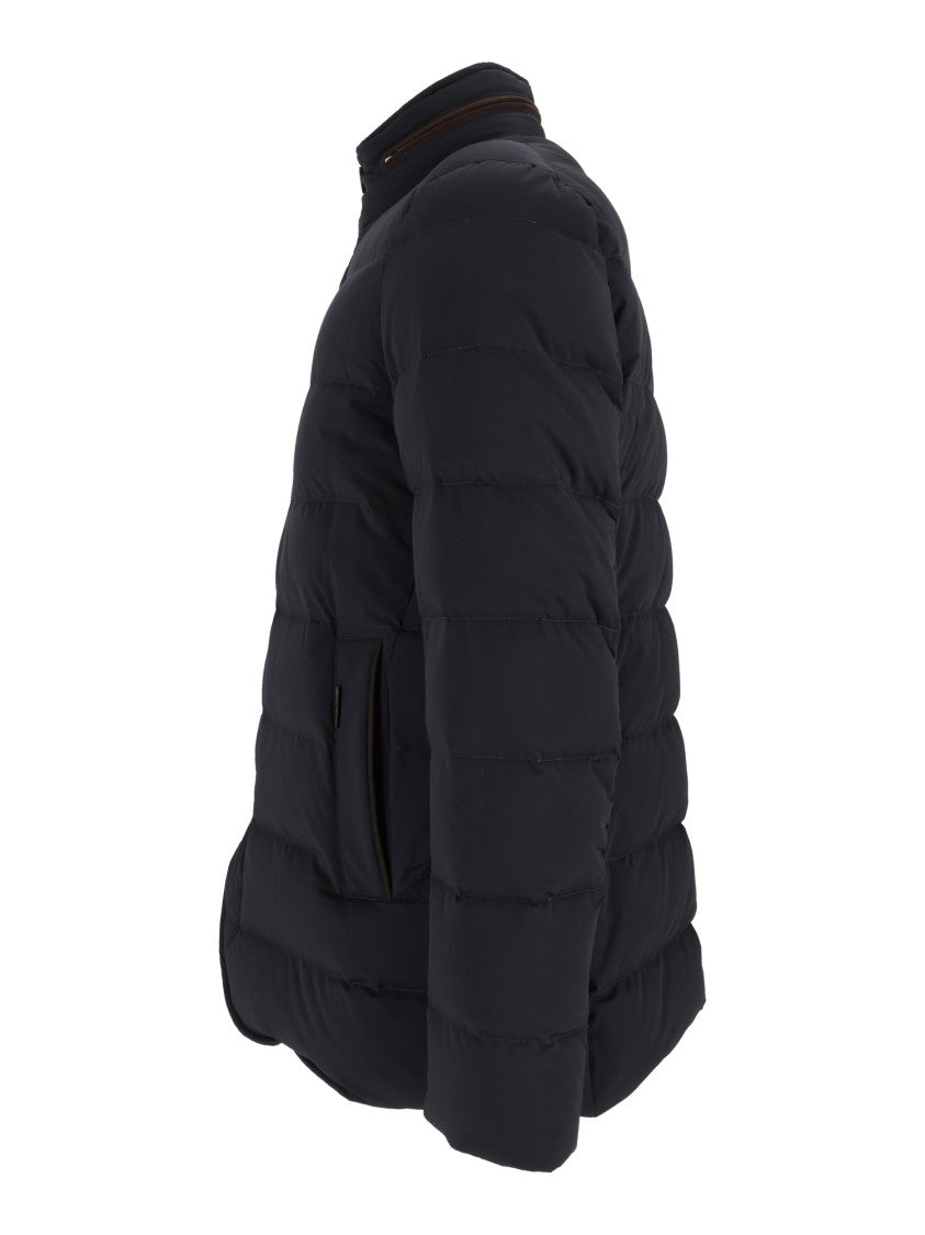 Moorer Quilted Padded Jacket With High Stand Collar And Matte Finish