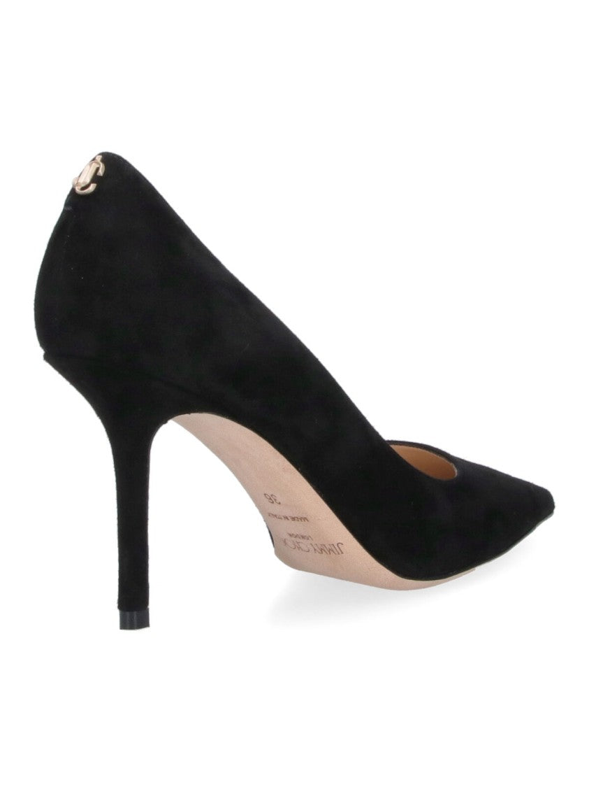 Jimmy Choo Pointed-Toe Black Pumps With Mid-Height Stiletto Heel