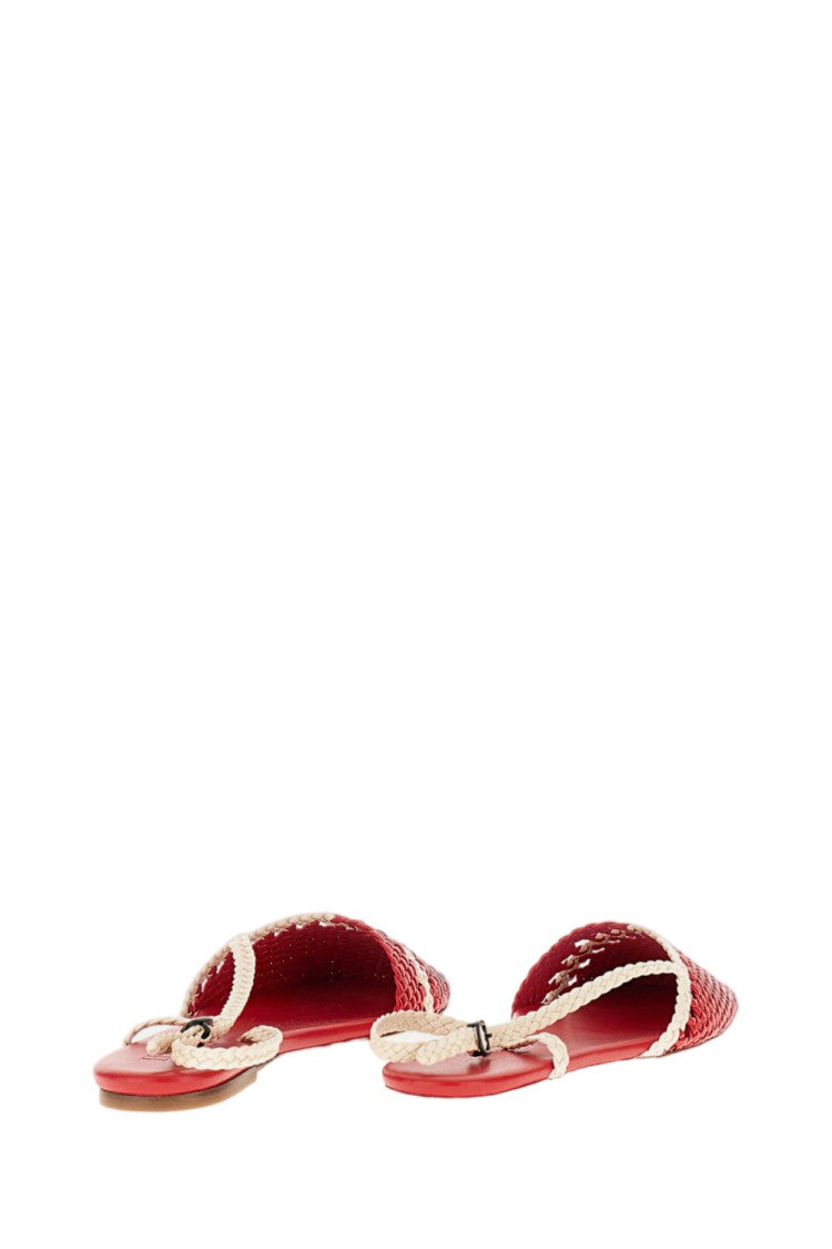 Hereu Woven Leather Slingback Flats With Adjustable Buckle Strap