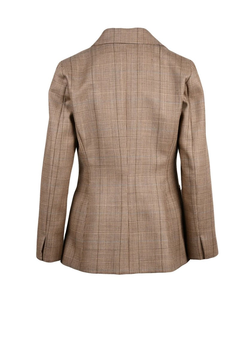Marella Brown Virgin Wool Plaid Blazer