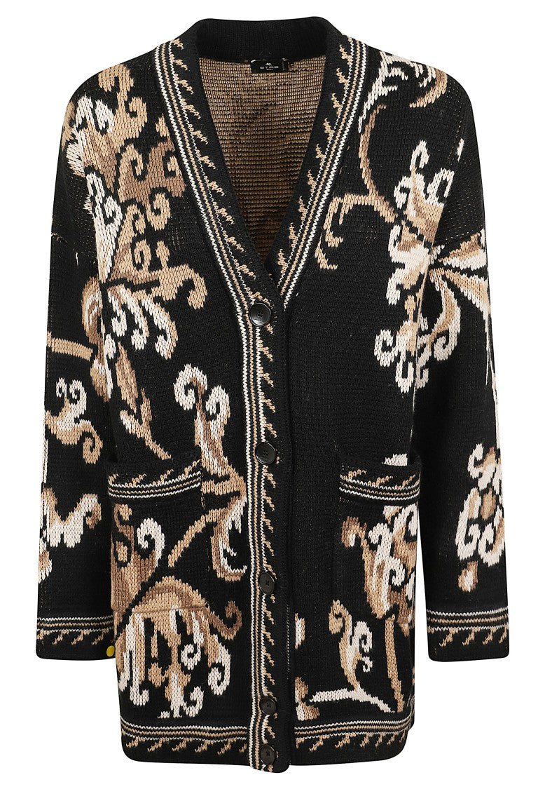 Etro Floral Jacquard V-Neck Knit Top
