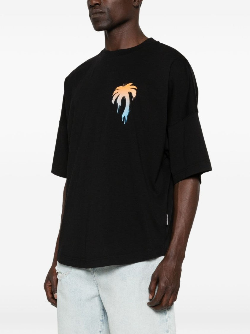 Palm Angels Oversized T-Shirt With Gradient Palm Tree Graphic