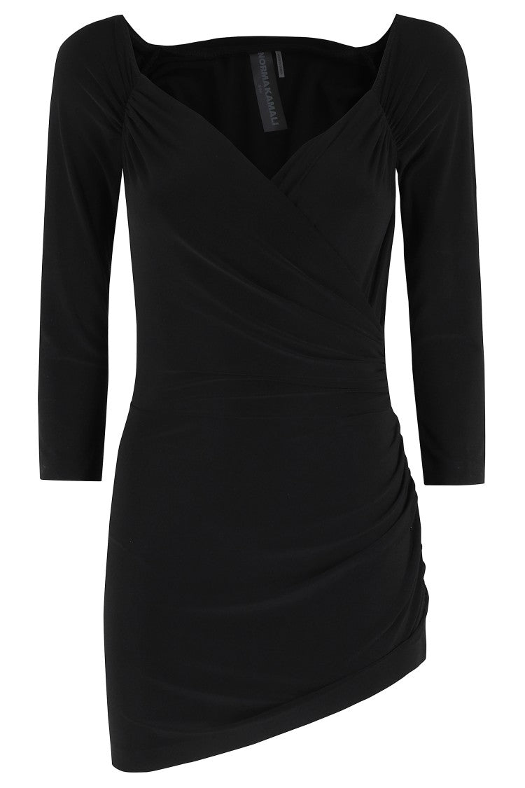 Norma Kamali Ls Off Shoulder Sweetheart Side Drape Pickleball Dress