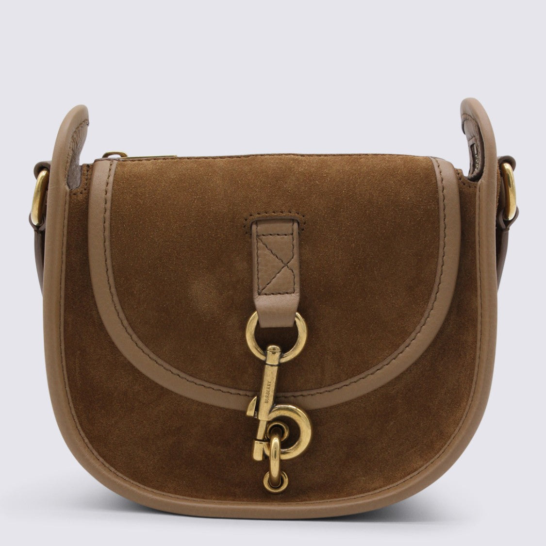 Burberry Suede Saddle Bag With Check Strap