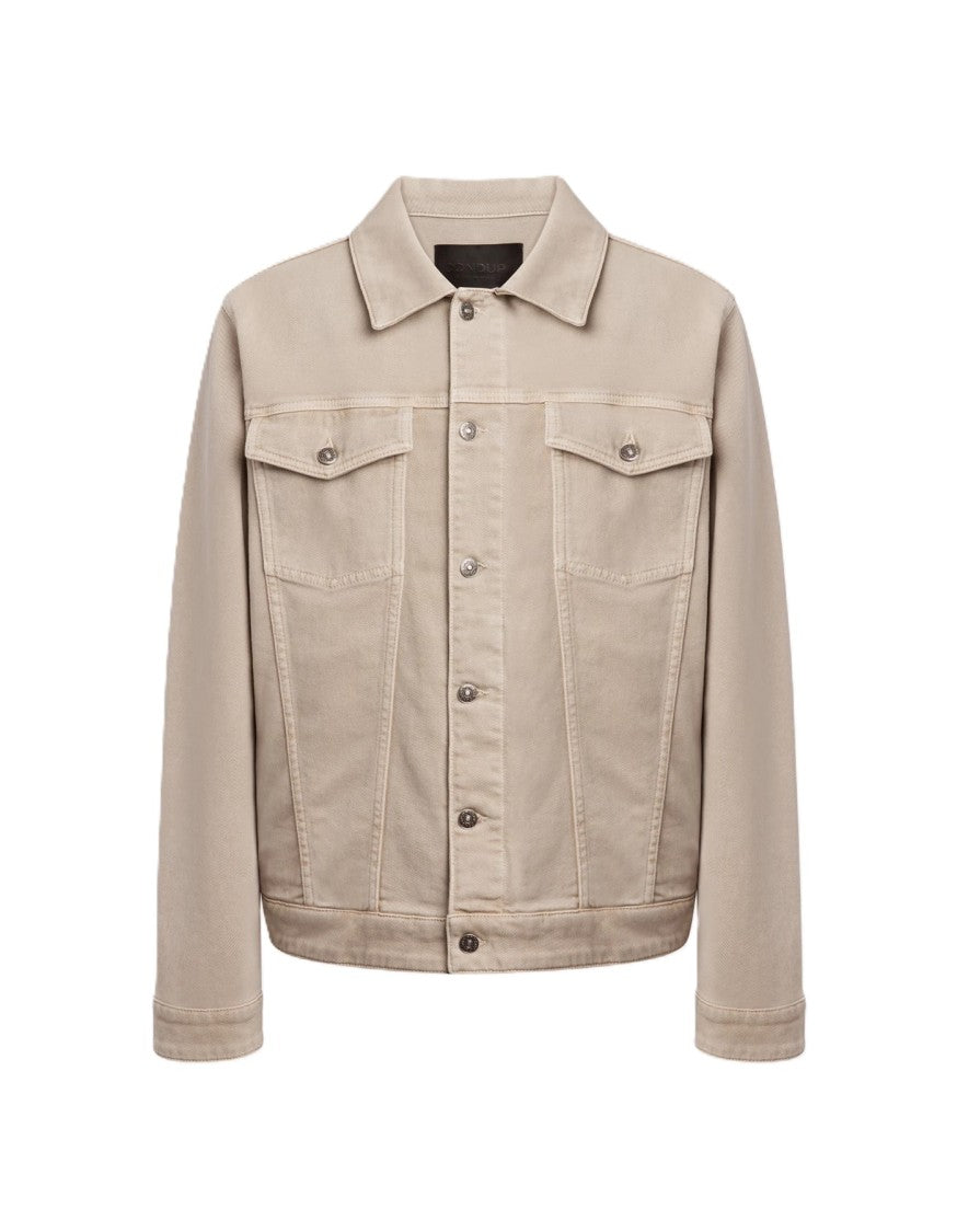 Dondup Structured Beige Denim Jacket With Flap Pockets