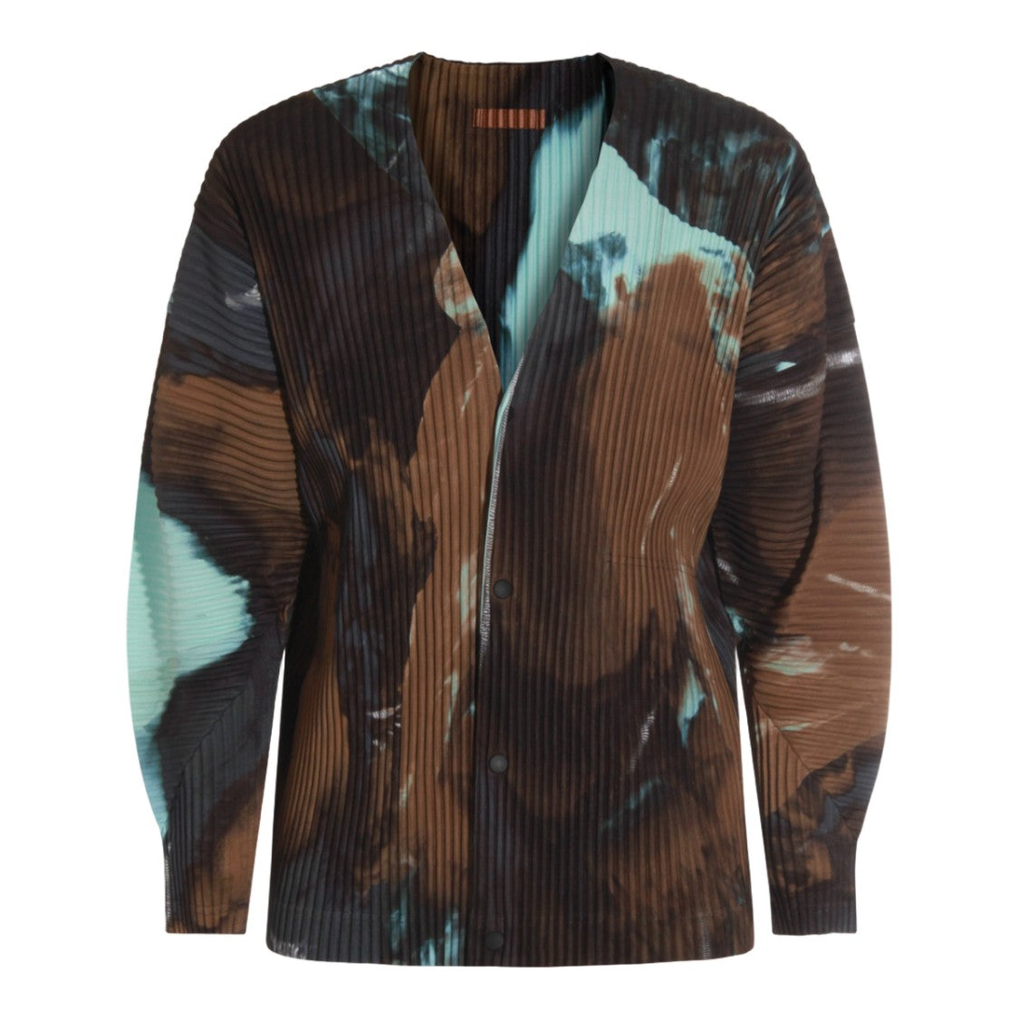 Homme Plissé Issey Miyake Pleated Abstract Pattern Top With Button-Down Front