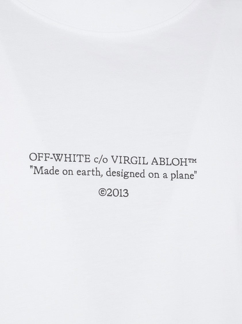 Off-White White Short-Sleeve T-Shirt With Centered Quote Detail