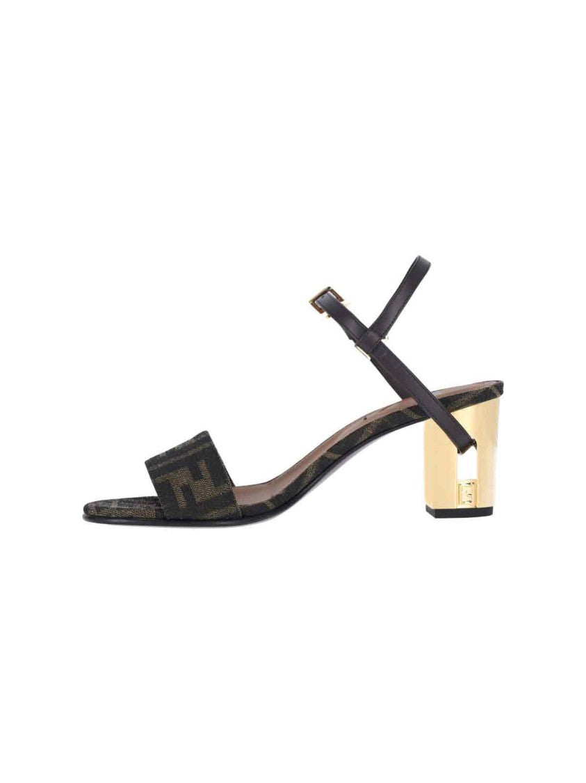 Fendi Brown Delfina Square Block Heel Sandals