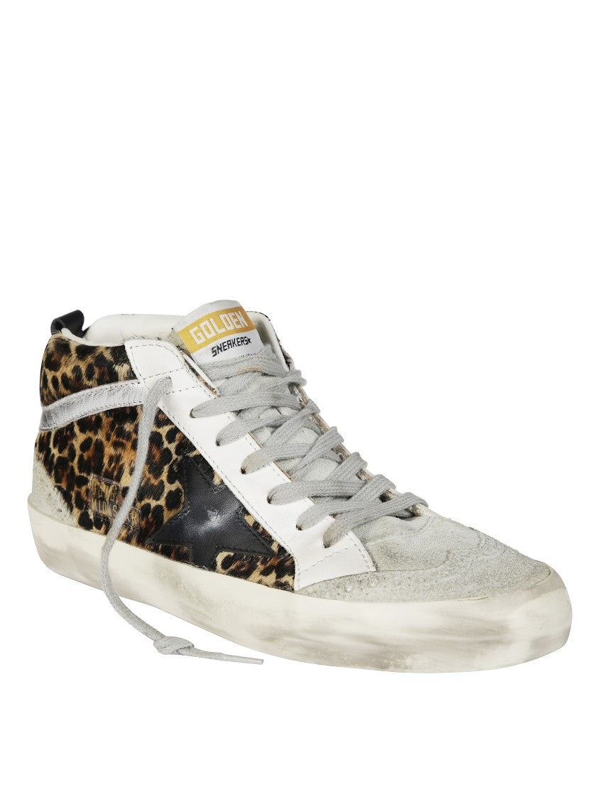 Golden Goose High-Top Sneakers With Bold Leopard Print
