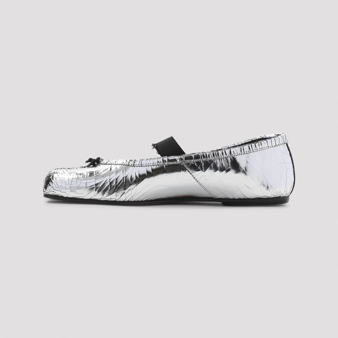 Maison Margiela Metallic Leather Ballerinas With Bow Detail