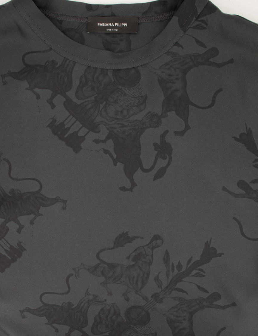 Fabiana Filippi Silk T-Shirt With Unique Fabula Vitae Print