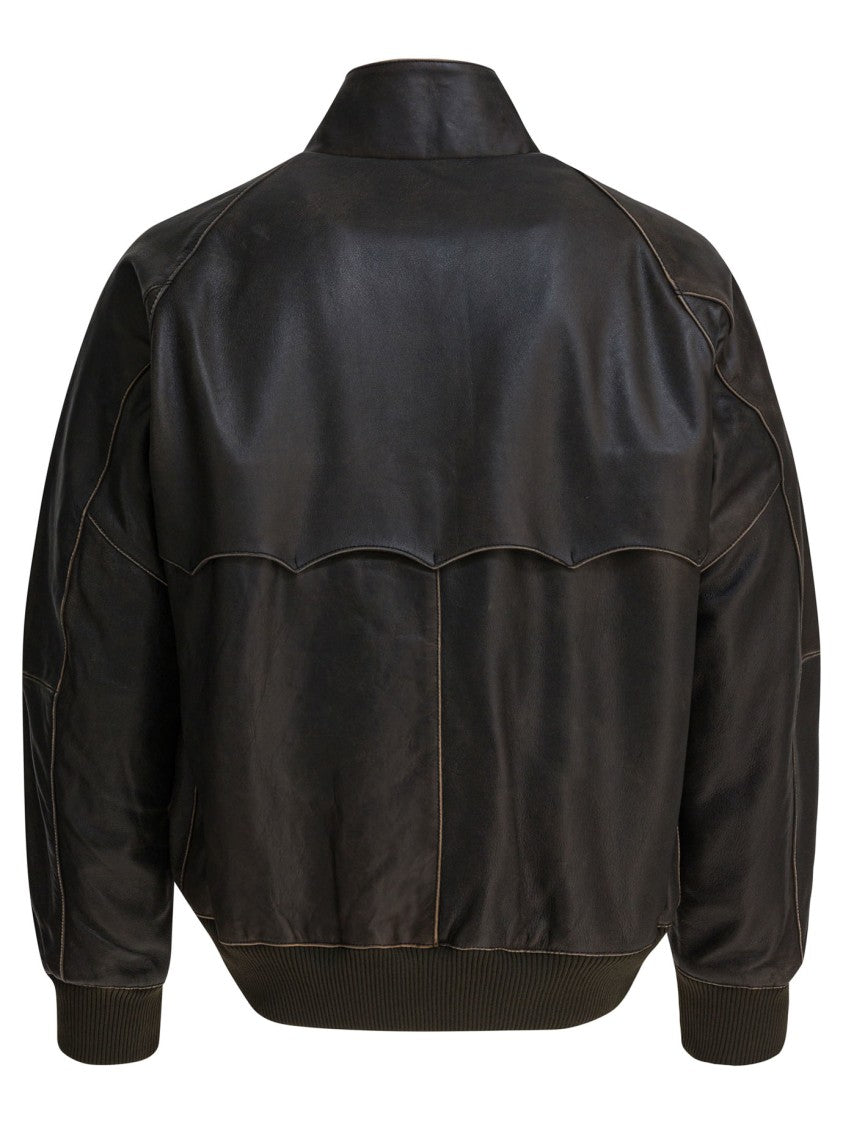 Baracuta Leather G9 Bomber Jacket With Classic Silhouette