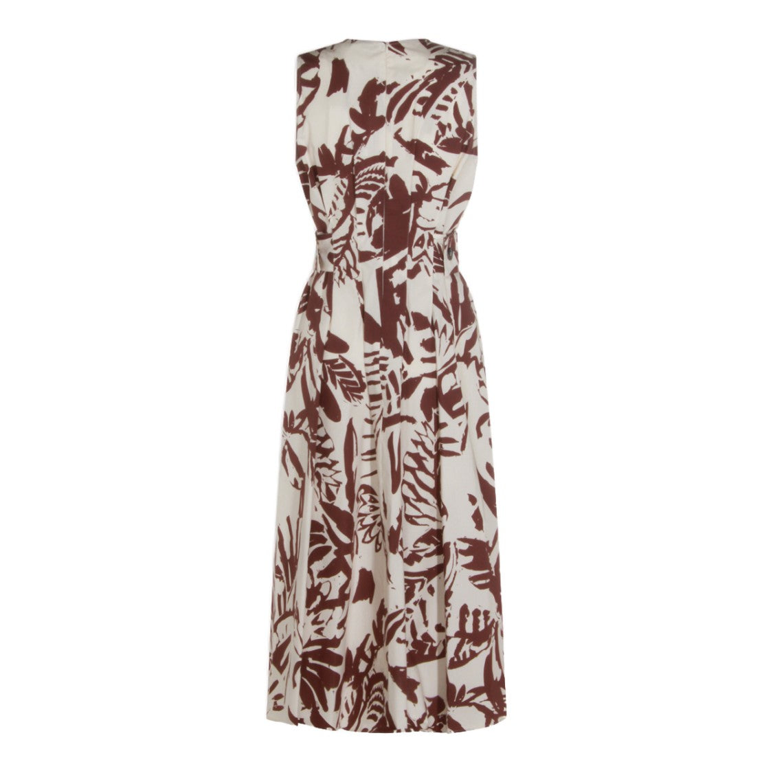 Antonelli Firenze Sleeveless Midi Dress With Abstract Leaf Print