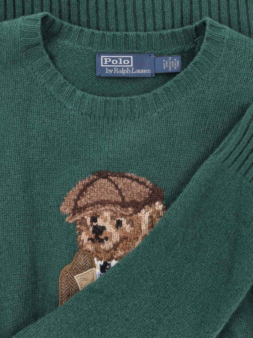 Polo Ralph Lauren Green Knit Sweater With Ribbed Details