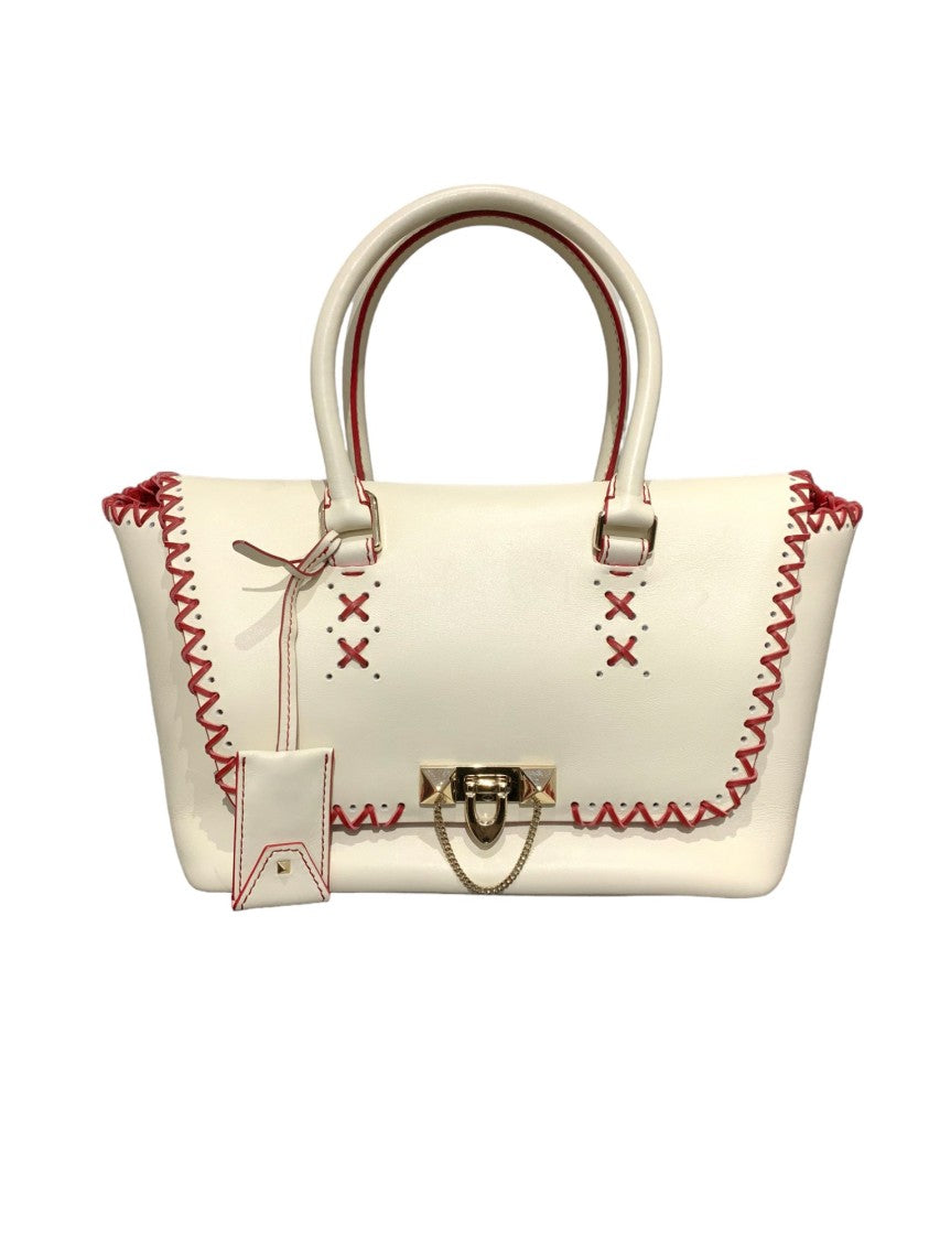 Valentino Demilune Structured Handbag With Woven Accents
