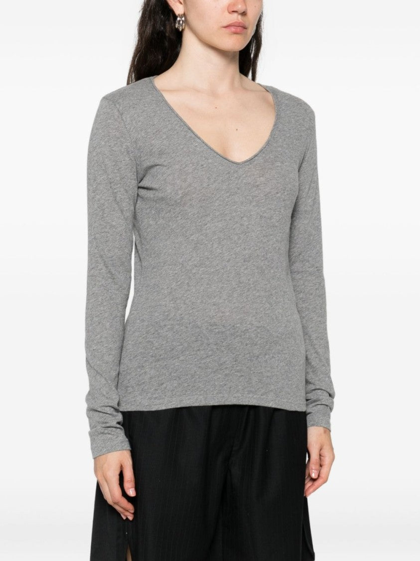 Majestic Filatures Heathered Grey Cashmere Blend Sweater