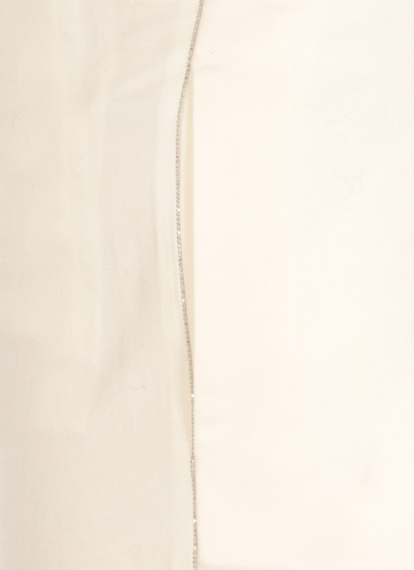 Fabiana Filippi Tailored White Cotton Pants With Functional Pockets