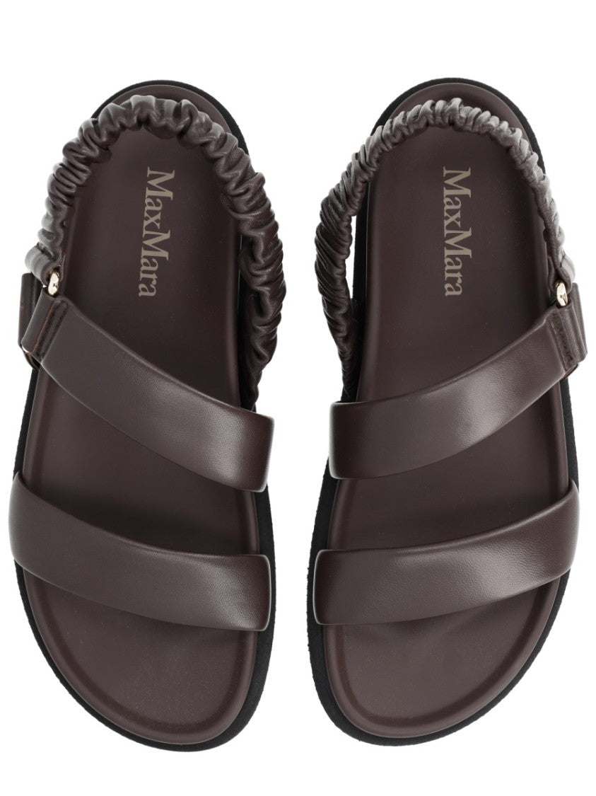 Max Mara Macro Double Strap Leather Sandals
