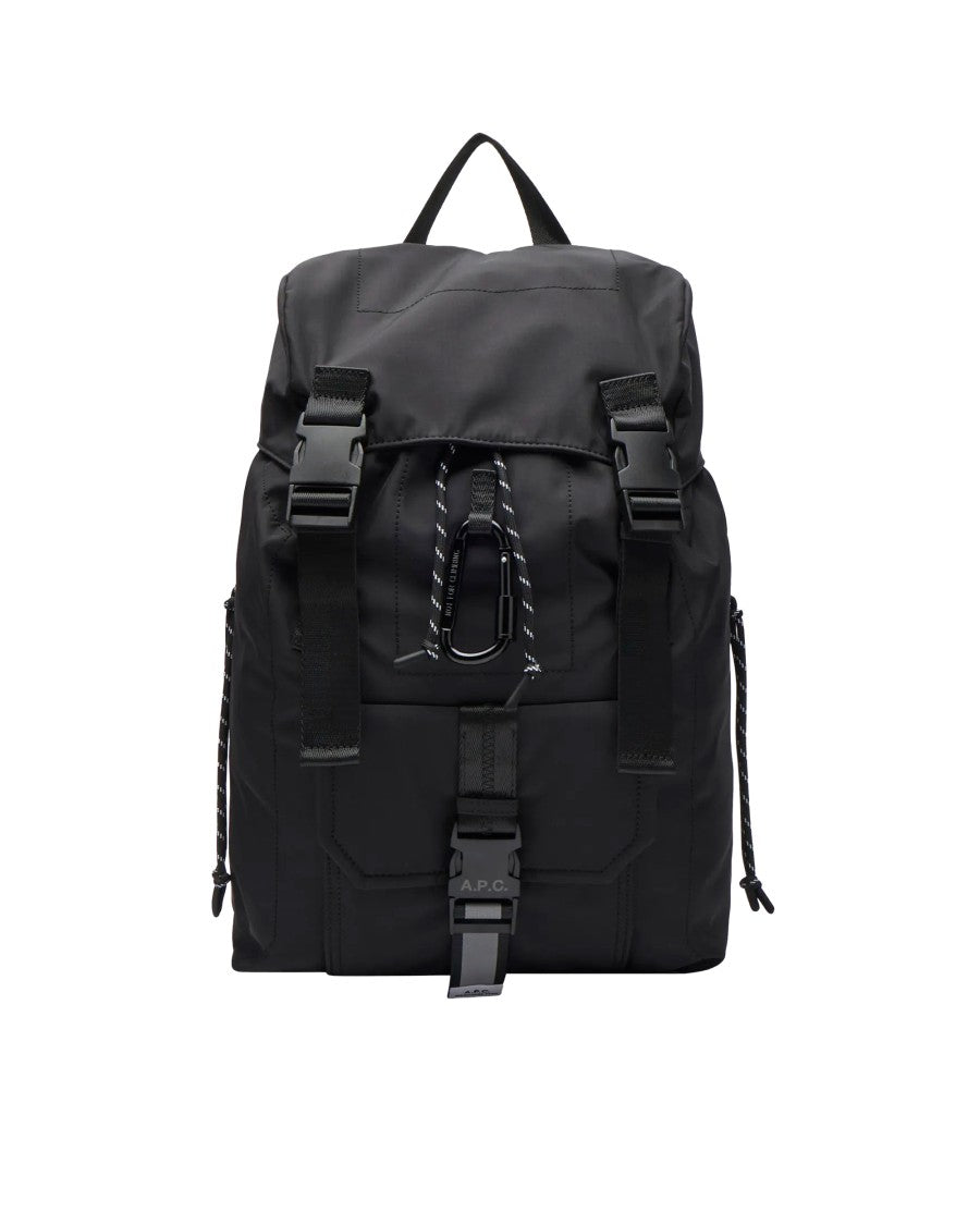A.P.C. Refined Black Technical Nylon Backpack With Reinforced Structure