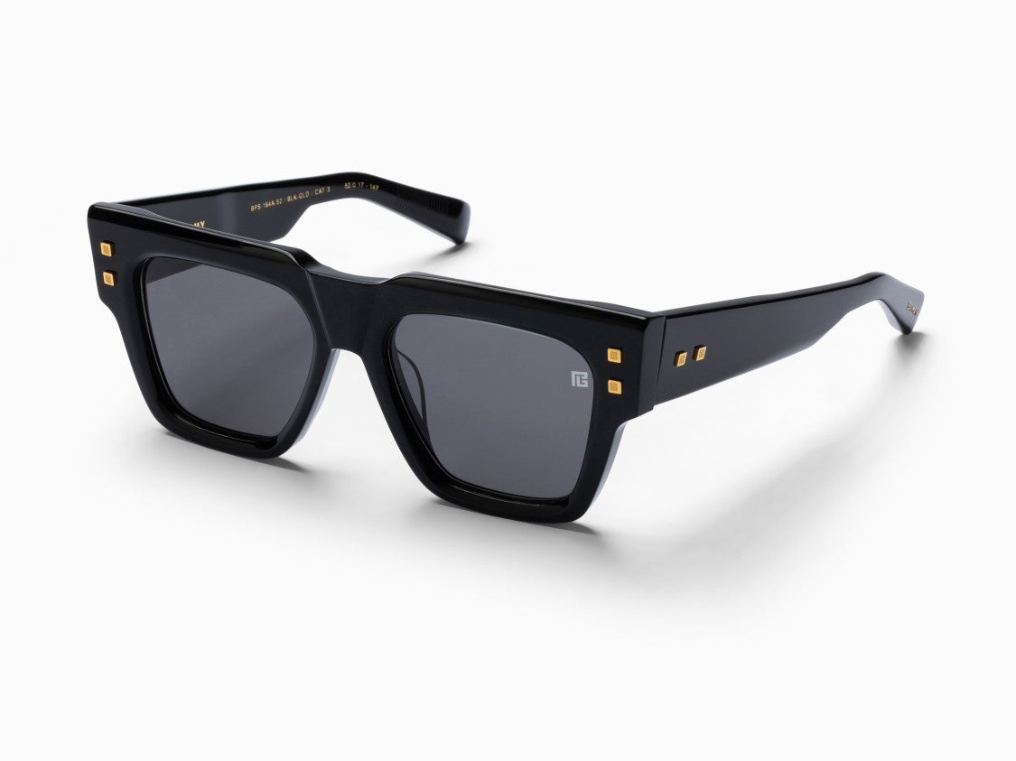 Balmain Black B - Army Gold Stud Acetate Sunglasses