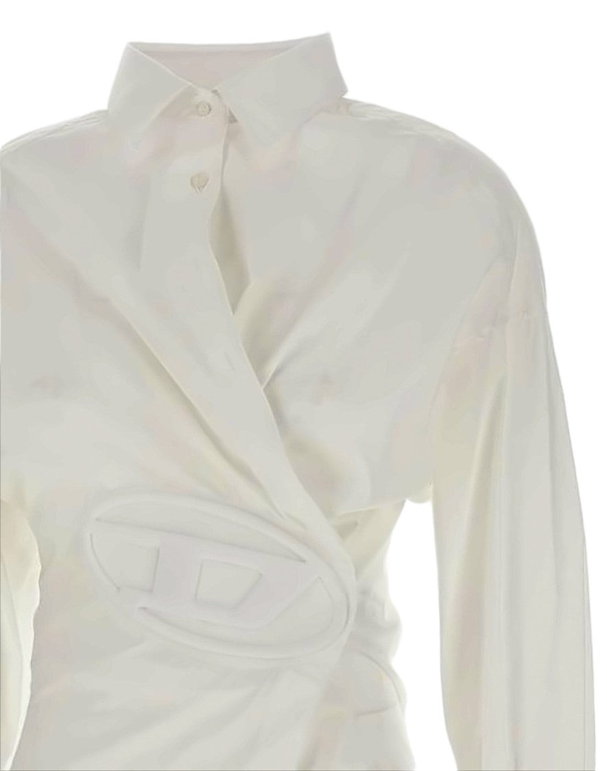Diesel Asymmetrical Wrap Blouse With Structured Collar