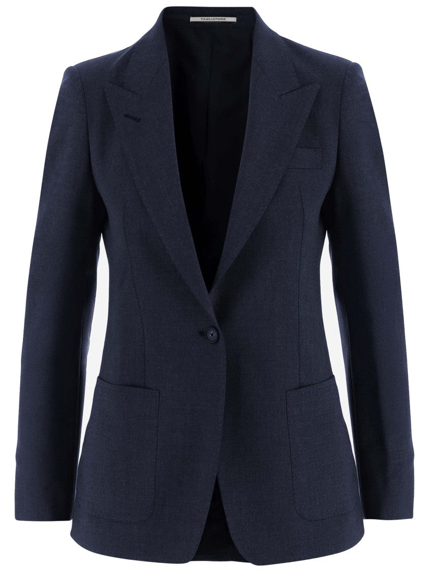 Tagliatore Tailored Stretch Wool Jacket With Pointed Lapels