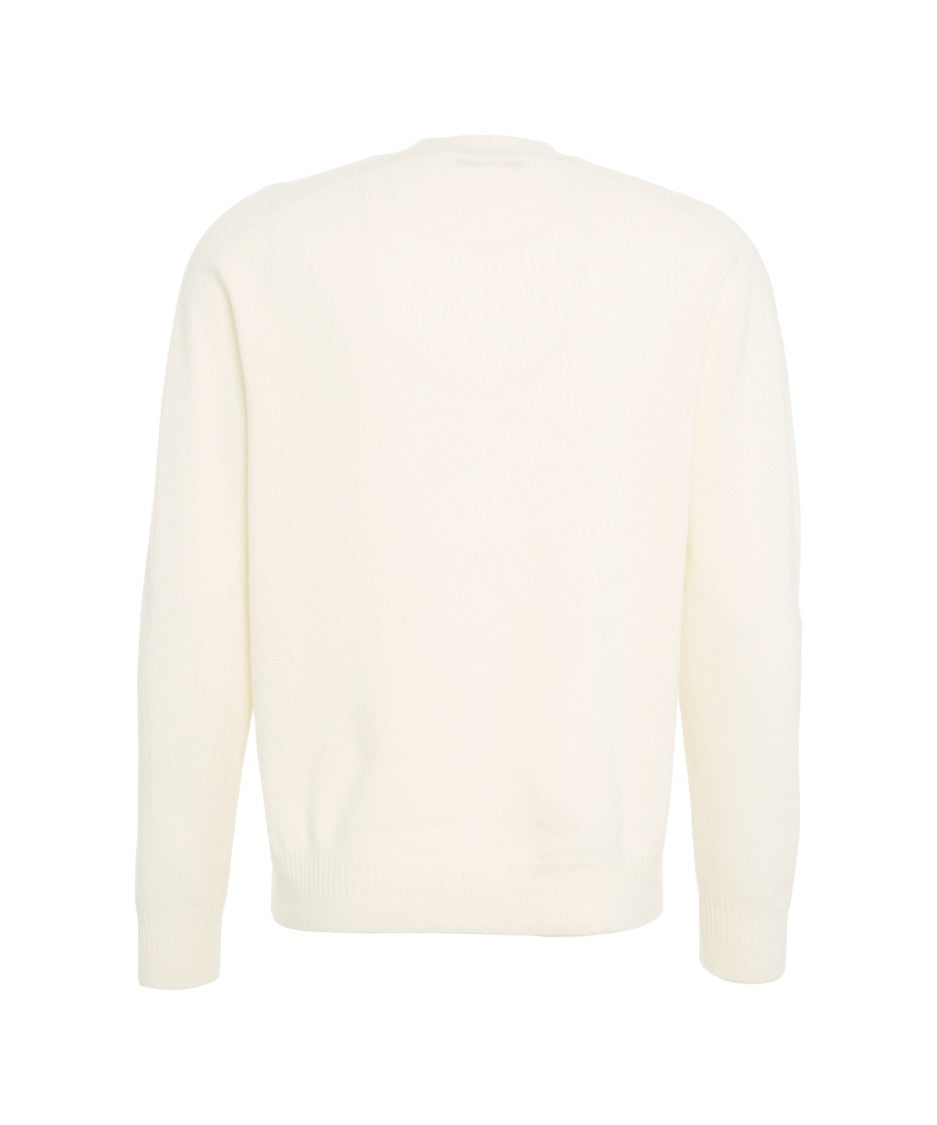 Grifoni Crew Neck White Knit Sweater
