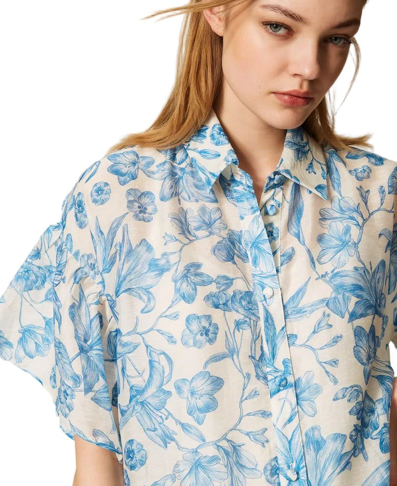 Twinset U&B Ramie Floral Toile De Jouy Muslin Slip Mini Dress