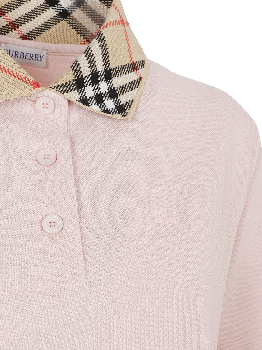 Burberry Mini Dress In Soft Pink Piquet Cotton