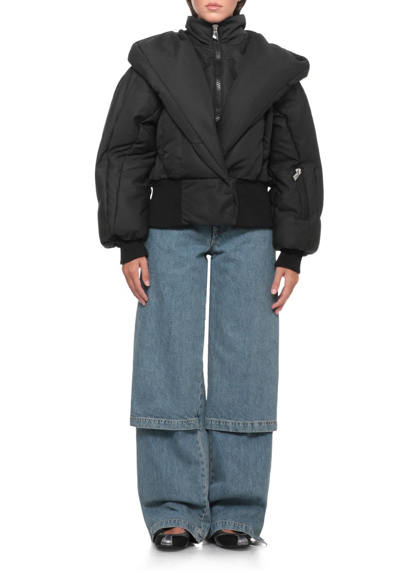 The Attico Shawl Collar Bomber Jacket With Layered Padded Design
