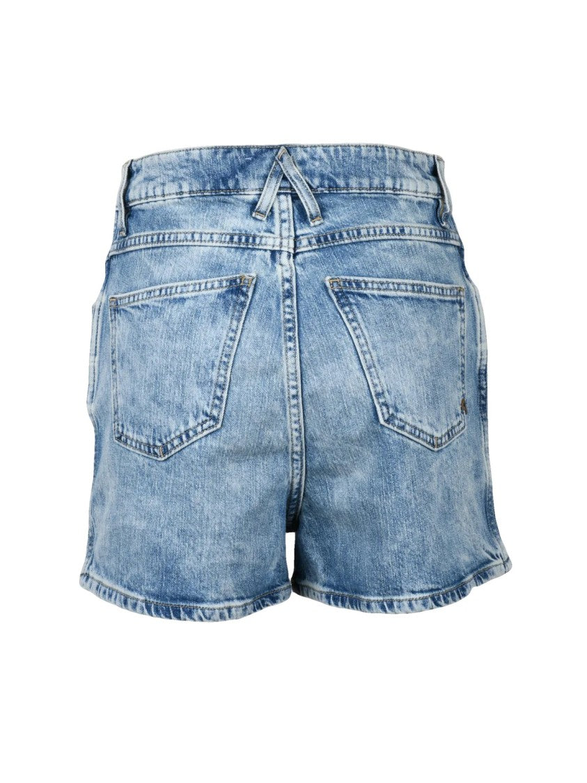 Cycle Blue Cotton Lyocell Elastane High-Waisted Shorts