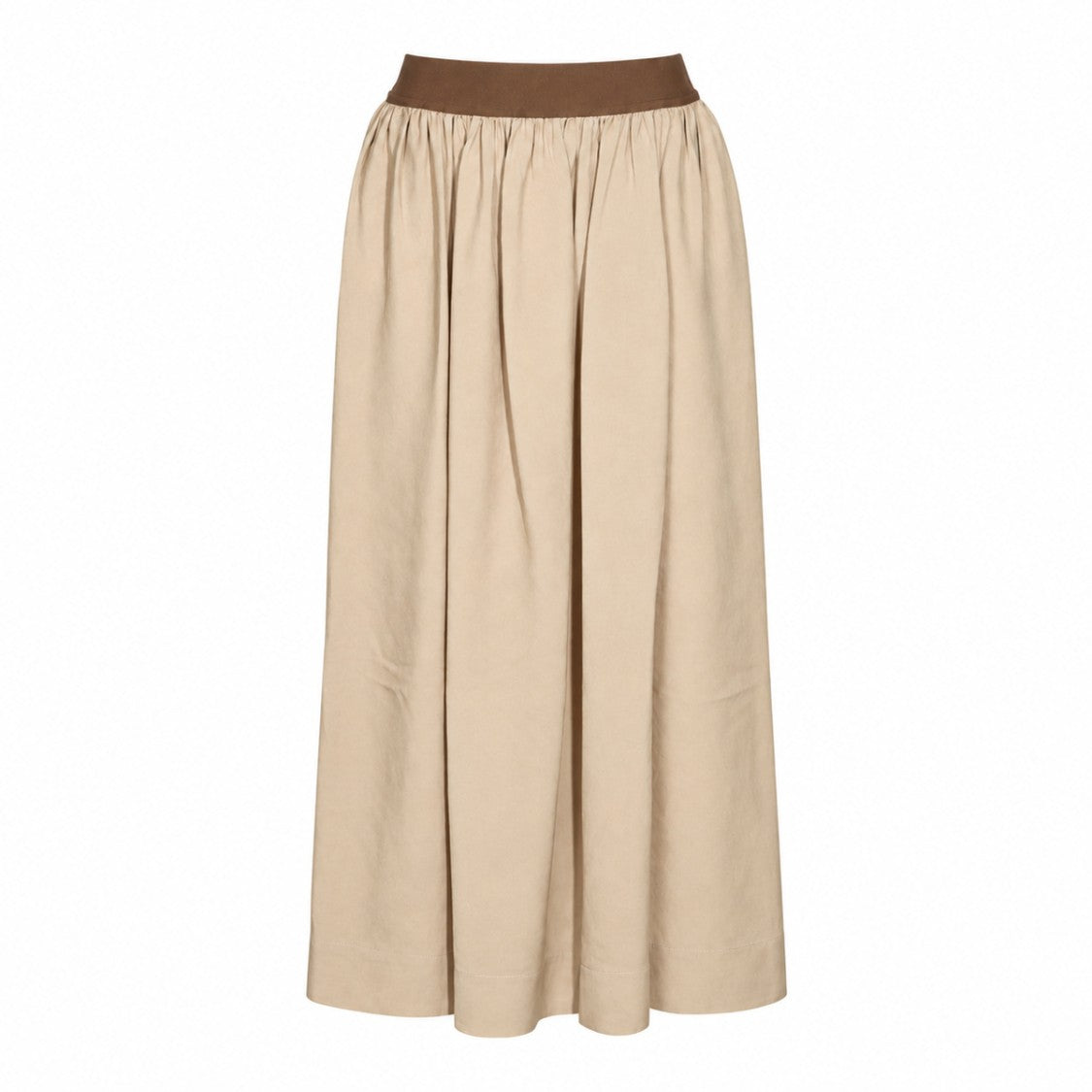 Uma Wang Flowing Gathered Brown Midi Skirt