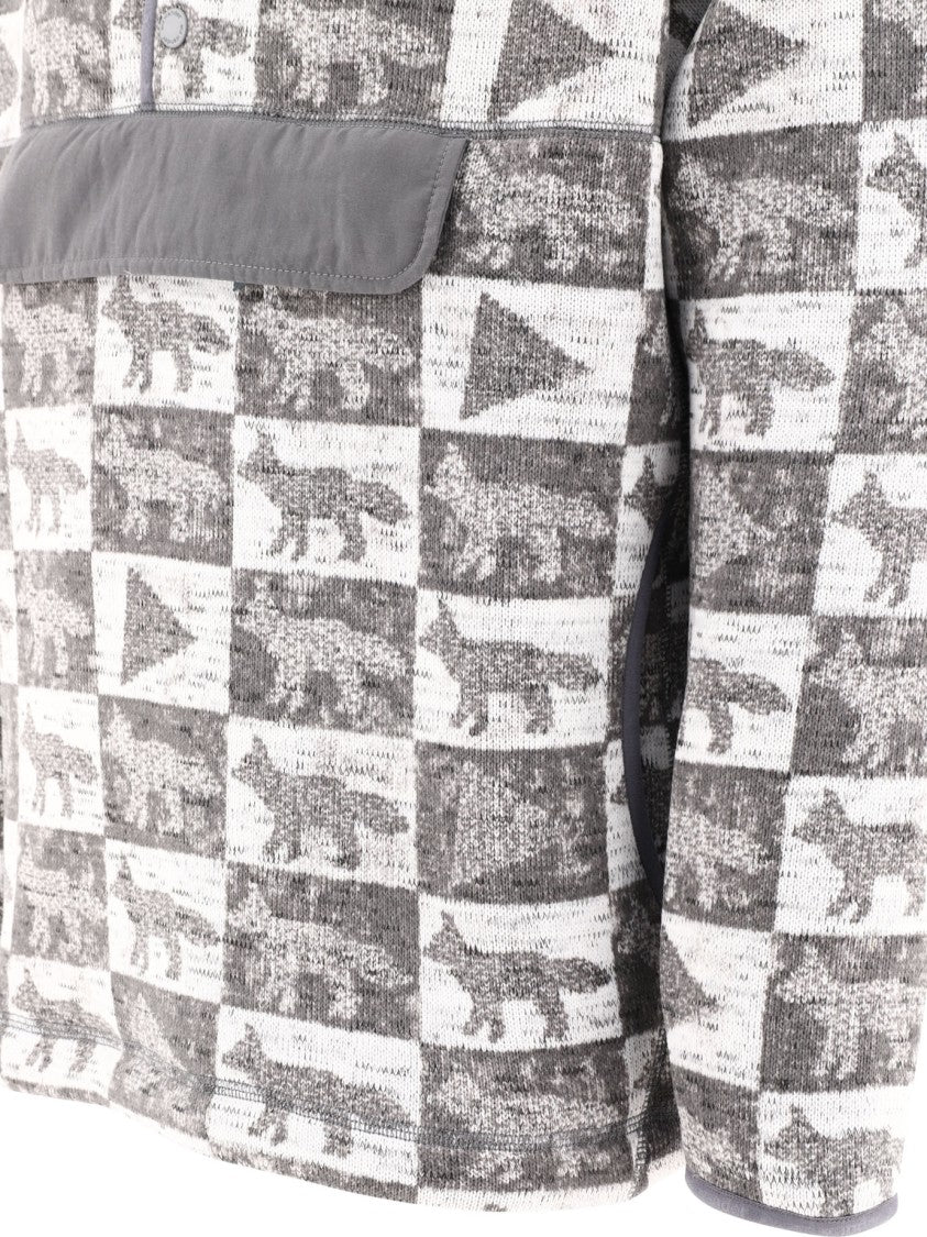 And Wander Textured Checkered Crewneck Sweatshirt